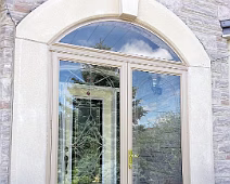 porch enclosure3 Porch enclosure with arch and v-groove design double door