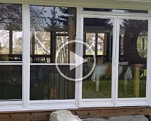 porch enclosure with two double doors