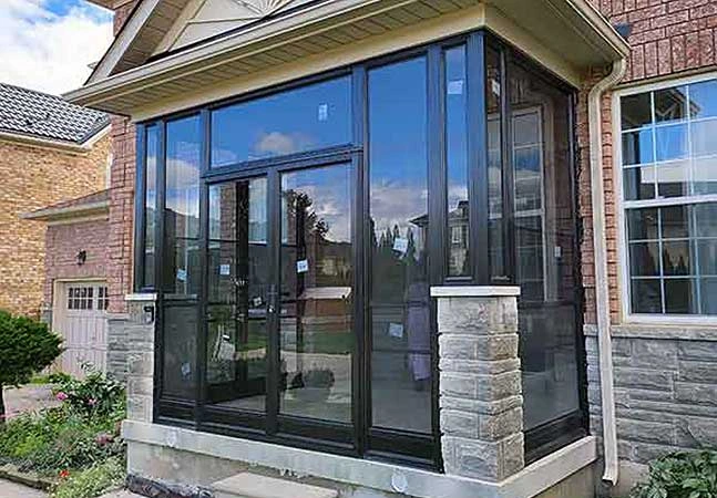 Front porch enclosure installation in Toronto by Vinyl-Professionals in GTA area ind south Ontario